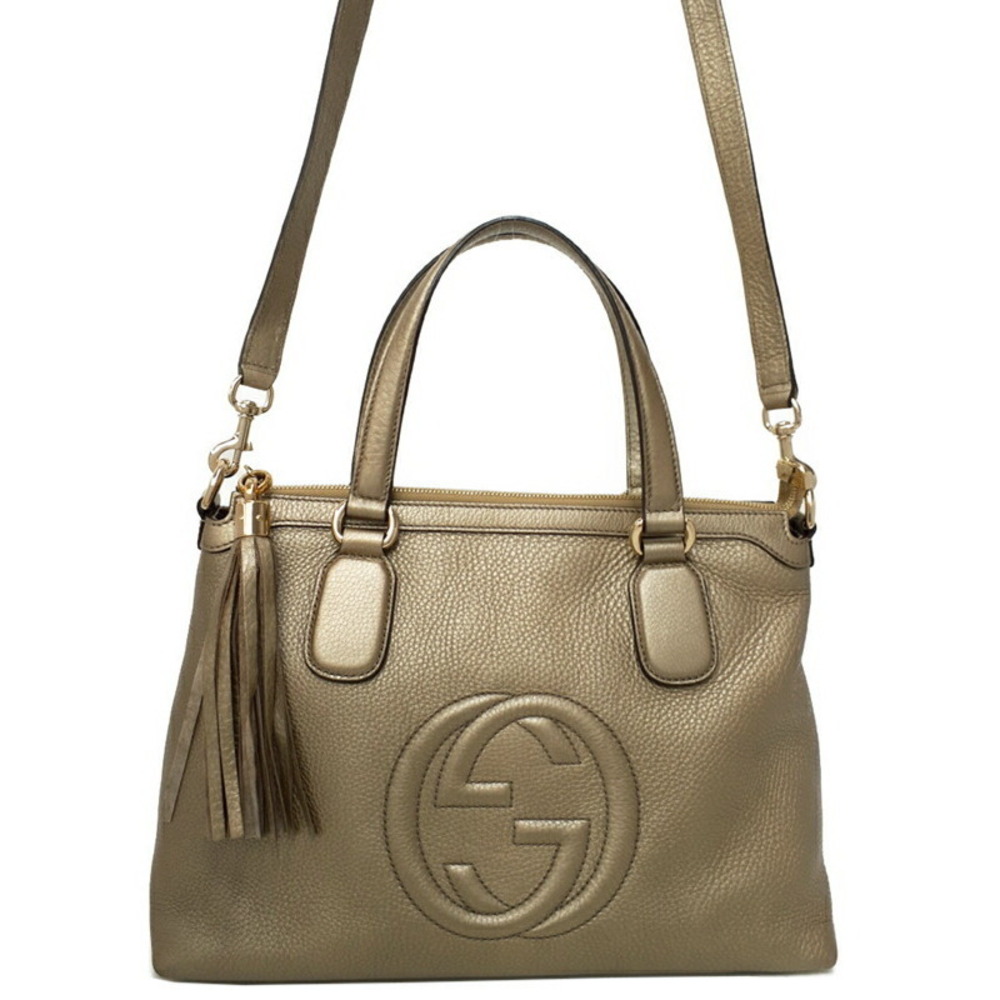 Gucci grained leather handle top Soho shoulder 2way bag tote bag - Picture 2 of 9